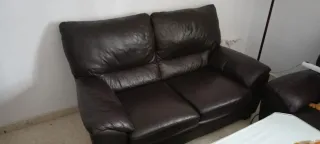 Sofá de piel 2 plazas marrón