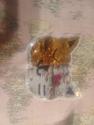 Parche lentejuelas dorado y plateado