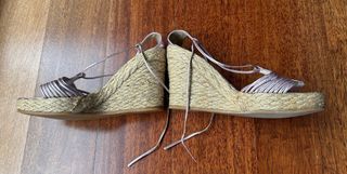 Sandalias cuña esparto Paruolo rosa/lila metalizad