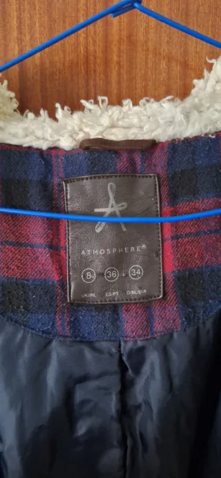 Abrigo mujer azul y marrón