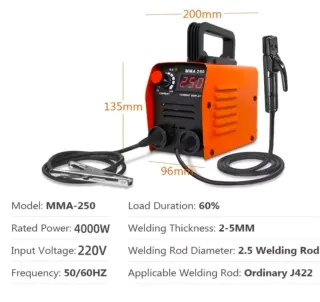 Soldador Inverter MMA-250 con sistema IGBT 250 Amp