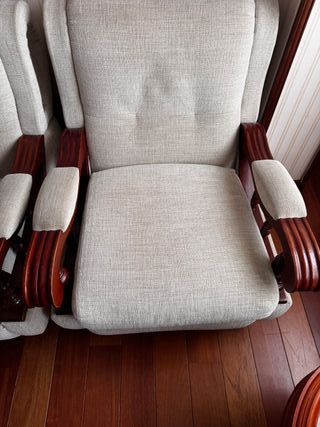 Conjunto Sofá y Sillones Tela Madera