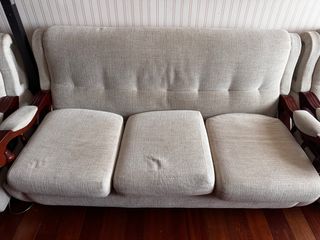 Conjunto Sofá y Sillones Tela Madera