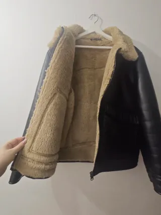 Chaqueta Cuero Zara Hombre Negra