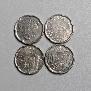 Lote 4 monedas 50 pesetas España
