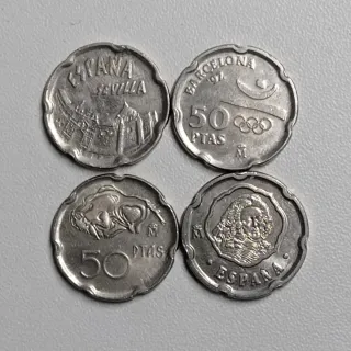 Lote 4 monedas 50 pesetas España
