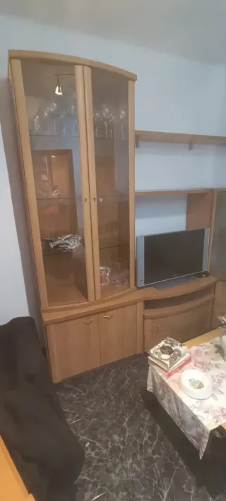 Mueble TV madera y cristal