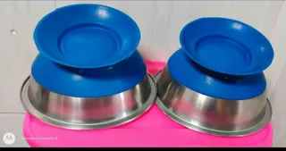 Set 2 Comederos Bebederos Inclinados Acero Inox