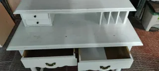 Mesa escritorio vintage madera blanca