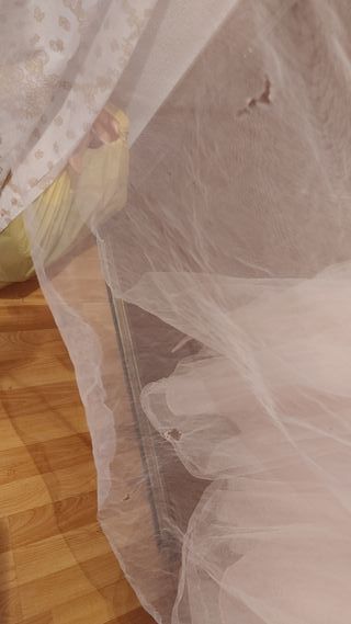 Vestido tul rosa flores talla 18