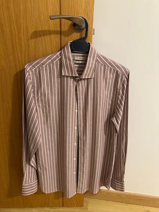 Camisa Mango Rayas Marrón y Blanco Talla S