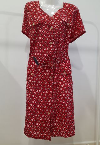 Vestido rojo estampado flores