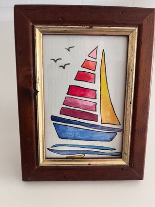 Acuarela original de velero