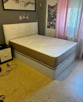 Canapé de tela y madera beige/marrón