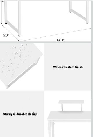 Mesa de escritorio blanca con estante