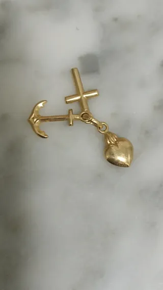 Colgante Oro 3 Virtudes Cruz Corazón Ancla