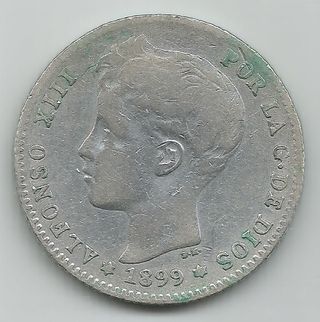 DR21. 1 PESETA PLATA ALFONSO XIII 1899 SGV