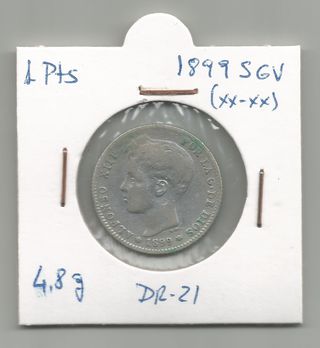 DR21. 1 PESETA PLATA ALFONSO XIII 1899 SGV