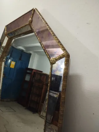 Espejo Veneciano Octogonal Dorado y Morado