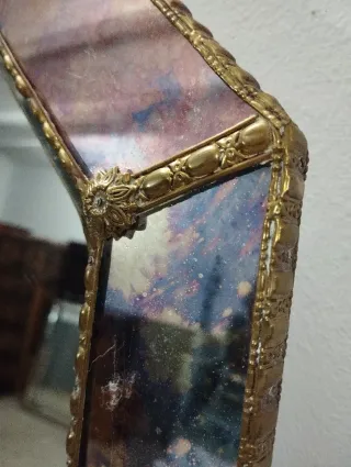 Espejo Veneciano Octogonal Dorado y Morado