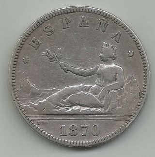 DR86. 2 PTAS PLATA ESPAÑA 1870 (18-74) DEM
