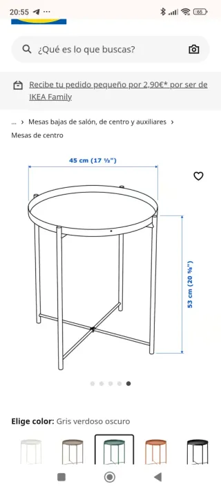 Mesita auxiliar redonda IKEA verde