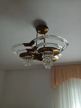 Lámpara de techo cristal y metal