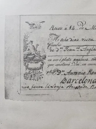 Letra de cambio antigua Barcelona 1819