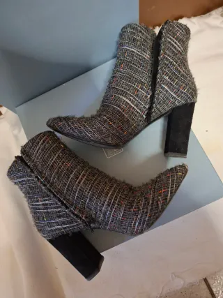 Stivaletti grigi tweed multicolore taglia 37