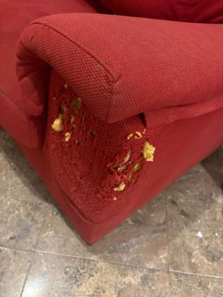 Sofá modular rojo de tela