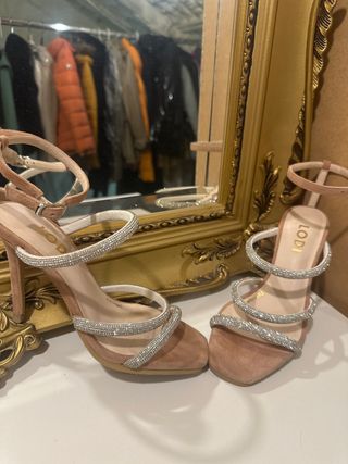 Sandalias Lodi Rosa y Plata con Pedrería