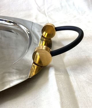 Vassoio moderno-vintage acciaio con manici