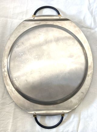 Vassoio moderno-vintage acciaio con manici