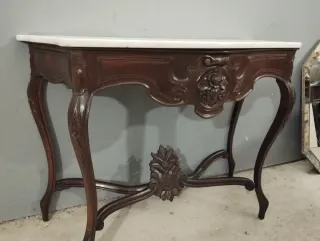 Consola antigua mármol y madera