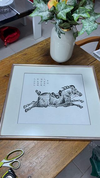 2 Cuadros Vintage Caballo Dibujo Oriental