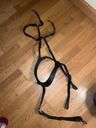 Pechopetral de cuero negro de 5 puntos talla cob