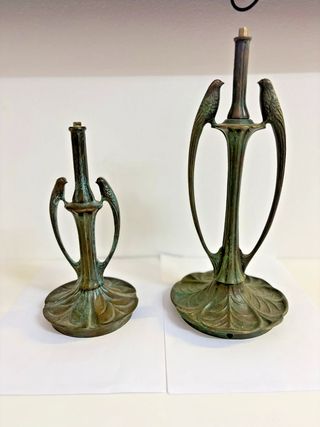 Coppia di lampade in bronzo stile Tiffany