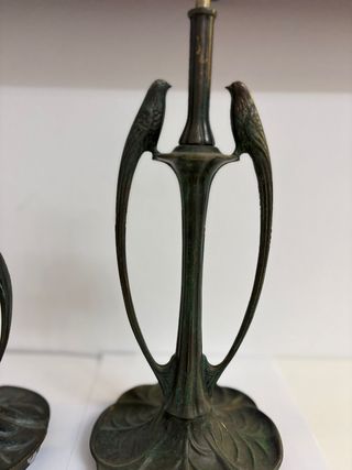 Coppia di lampade in bronzo stile Tiffany