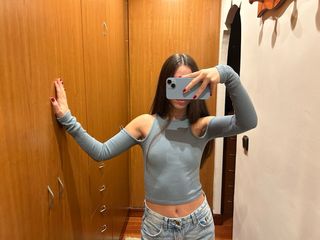 Pull&Bear Top Hombros Descubiertos Azul Celeste XS