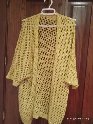 Chaqueta de ganchillo dorada talla única