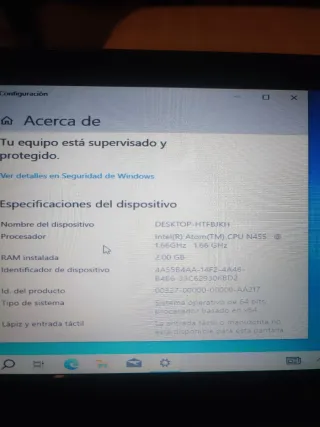 Portátil Acer 10.1 250GB RAM 2GB