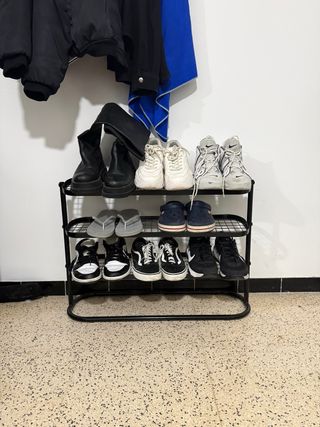 POR MUDANZA - Zapatero Negro Metálico 4 Niveles