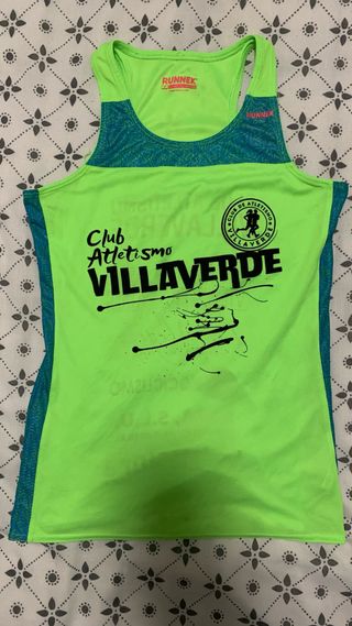Camiseta tirantes RUNNEK running verde y azul