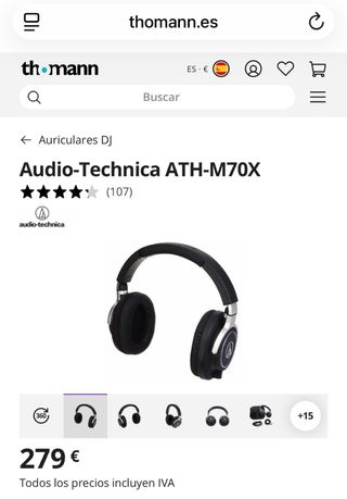 Audio-Technica ATH-M70x Auriculares Estudio/DJ