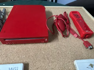 Nintendo Wii Roja Completa + 5 Juegos