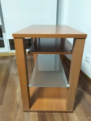Mesa auxiliar madera y cristal