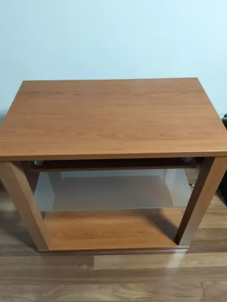Mesa auxiliar madera y cristal