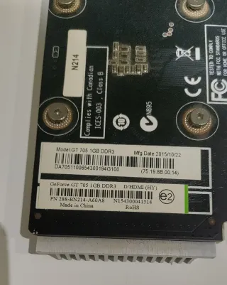 Tarjeta Gráfica Nvidia GT 705 1GB HDMI y Dvi