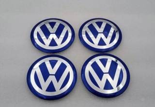 CHAPAS DE CENTRO DE RUEDA VOLKSWAGEN 90MM AZUL