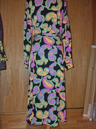 Vestido largo estampado multicolor